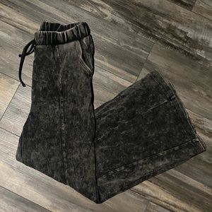 Black acid wash drawstring pant